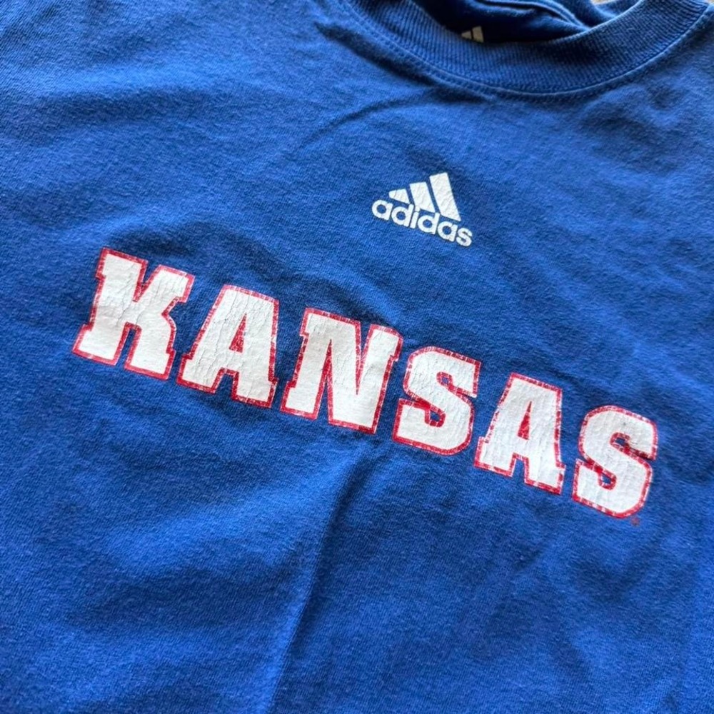 Adidas Kansas Jayhawks Long Sleeve‎ Shirt Blue Small - Picture 5 of 5